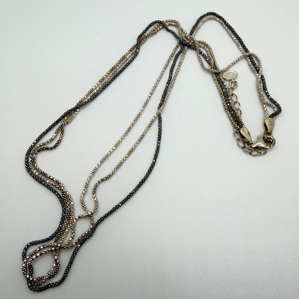 20" Silpada Chain Reaction Necklace N3334 Two-Toned, Three-strand in italy 925!